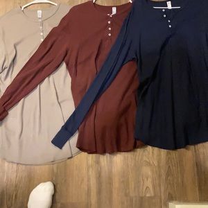 American Apparel thermal Henley T shirt